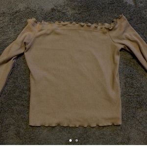 Cream off shoulder long sleeve